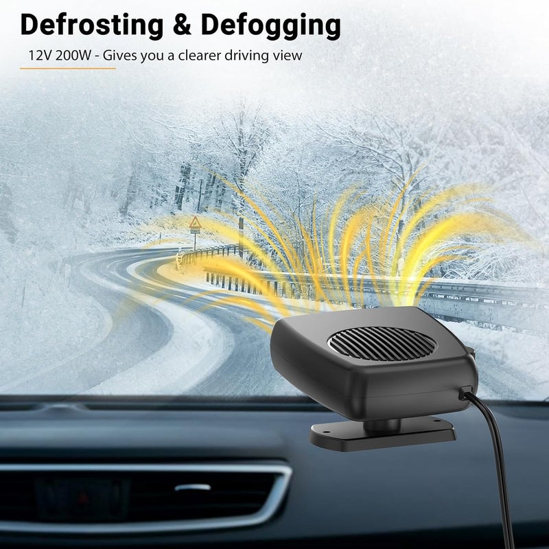 Ouffun 12V Car Heater, 200W 2 in 1 Portable Vehicle Heaters and Defrosters for Car Windshield, Electric Heater that Plugs Into Cigarette Lighter with Fast Heating and Cooling for All Cars - Image 3